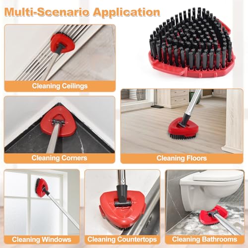 2 Pack Upgrade Scrub Brush for O Ceda Rinseclean 2 Tank,Hard Bristle Scrub Brush Attachment,Scrubber Mop Head for Bathroom Kitchen Wall Tile Floor Cleaning - color: Red