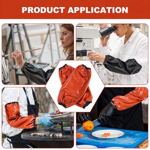 4 Pairs PVC Waterproof Arm Sleeves Covers – Oilproof, Acid & Alkali Resistant – Forearm Protectors for Cooking, Cleaning, Painting, Dog Grooming (15.76” x 7.88”, Heavy-Duty PVC)