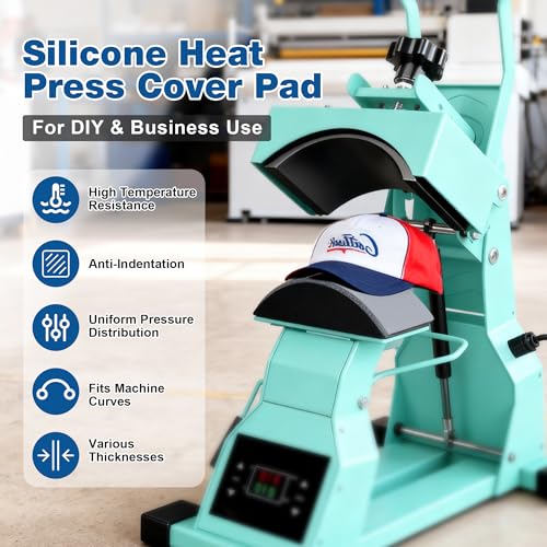 6PCS Silicone Heat Press Pad (1/8"x3.35"x7.87"+3/16"x3.35"x7.87"+3/16"x2.56"x6.5") Heat Press Cover Mat Heat Resistant to 536°F for Hat HTV Transfer Vinyl Ironing DIY Small Business Home Use - color: Grey-6PCS 3Size