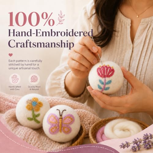 Wool Dryer Balls Handmade 3 Pack XL,Laundry Dryer Balls,100% New Zealand Wool Fabric Softener,Reusable 1000 Loads,Wrinkles Free, Shorten Drying Time,Baby Safe (3 Pack XL,Garden Friends) - color: Garden Friends
