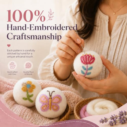 Wool Dryer Balls Handmade 3 Pack XL,Laundry Dryer Balls,100% New Zealand Wool Fabric Softener,Reusable 1000 Loads,Wrinkles Free, Shorten Drying Time,Baby Safe (3 Pack XL,Garden Friends) - color: Garden Friends
