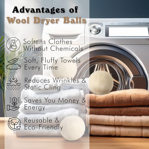 Turkish Wool Dryer Balls, Reusable Fabric Softener, 8-Pack