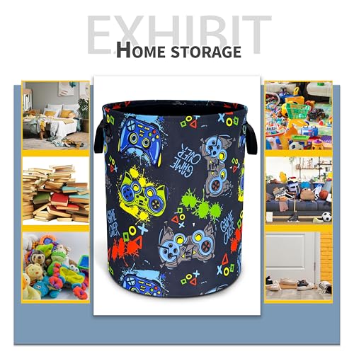 Game Controller Laundry Basket Foldable Waterproof Hamper 18.9 x 16.5 Inch - color: Game Controller