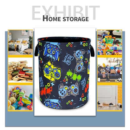 Game Controller Laundry Basket Foldable Waterproof Hamper 18.9 x 16.5 Inch - color: Game Controller