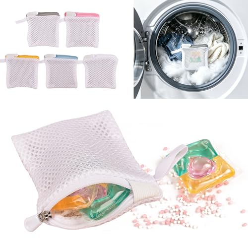5pcs Laundry Pod Anti-Sticking Bags,Scent Beads Laundry Pouch,Small Mesh Laundry Bags，Durable Polyester Protection Bag For Scent Beads and Detergent Pods