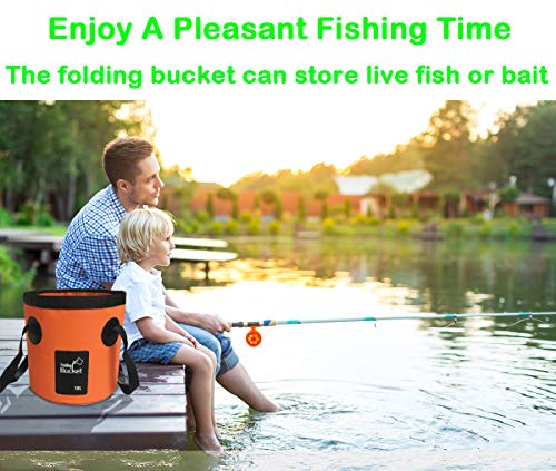 Sunglow Collapsible Fishing Bucket, 3&5 Gallons Multifunctional Portable Wash Basin - Folding Water Container for Camping-Gardening - color: 20l/5gallon(orange)