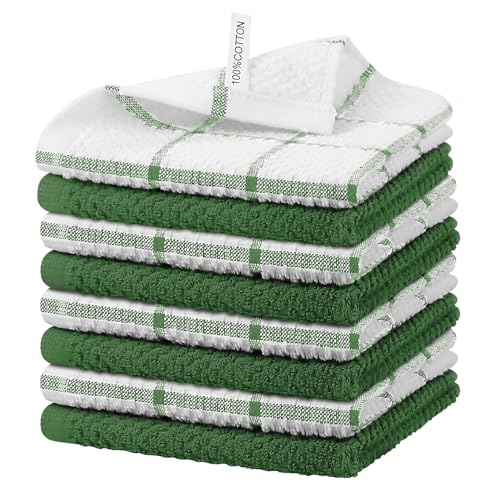 Nialnant 8 Pack Dish Cloths for Washing Dishes,Absorbent Quick Drying - color: Green, size: 12 x 12 in - 8PCS