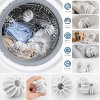 Reusable Magic Laundry Balls for Washing Machine, Anti-Tangle Anti-Stain Cleaning Tool, Pet Hair Remover & Lint Catcher, Manual Fur Catcher, No Electricity Needed (Grey,3pcs) - color: Gray, size: 3pcs