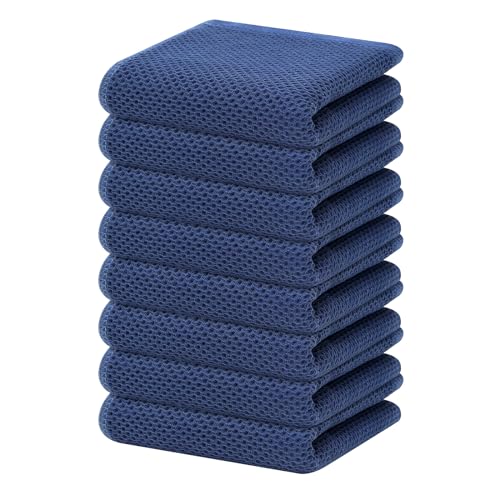 Homaxy 100% Cotton Waffle Weave Kitchen Dish Towels 8-Pack, Navy Blue - color: Navy Blue, size: 13 X 28 - 8 Pack