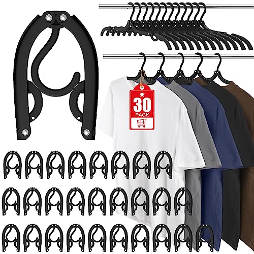 30Pcs Foldable Travel Hangers Cruise Essentials Travel Essential Phone Size - color: Black, size: 30 Pack