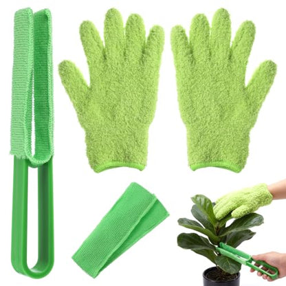 4 Pcs Plants Cleaning Set, Includes Microfiber Gloves and Leaf Cleaner