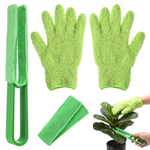 4 Pcs Plants Cleaning Set, Includes Microfiber Gloves and Leaf Cleaner