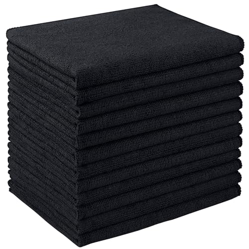 AIDEA Microfiber Cleaning Cloth 12 Pack, Microfiber Towels for Cars, Soft & Absorbent Cleaning Rags, Premium Lint Free Shop Towels for House, Kitchen, Car, 12inx16in, Black - color: Black, size: 12inx16in