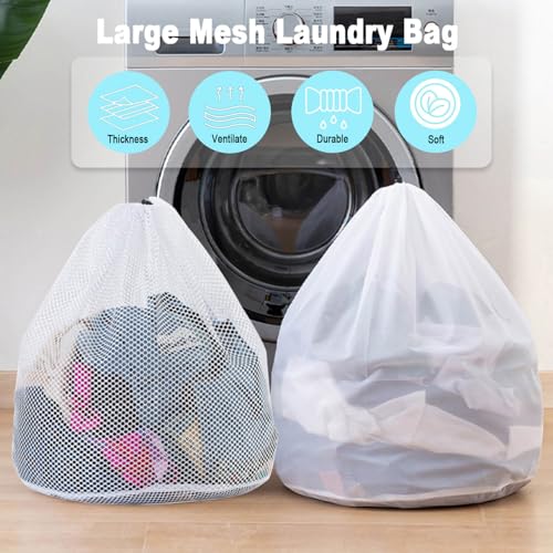 Mesh Laundry Bags with Adjustable Single Shoulder Straps 24" x 32" Sturdy Nylon Material Laundry Liners with Drawstring Closure for College, Dorm and Apartment(6PCS-XXLarge) - size: 6PCS-XXLarge