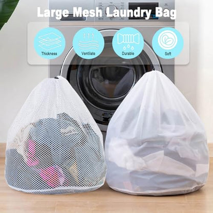 Mesh Laundry Bags with Adjustable Single Shoulder Straps 24" x 32" Sturdy Nylon Material Laundry Liners with Drawstring Closure for College, Dorm and Apartment(6PCS-XXLarge) - size: 6PCS-XXLarge
