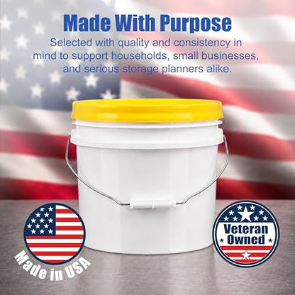 ePackageSupply 3.5 Gallon Bucket, Food-Grade w/Lid, BPA-Free, Yellow,6 Pack - color: Yellow, size: 6 Packs