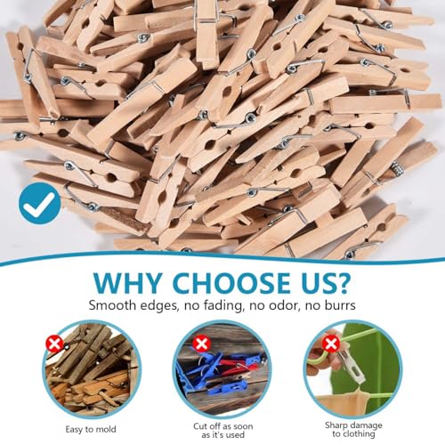 SenseYo 120 Pcs Mini ClothesPins for Photo 1.9 Inch Small Wooden Clips Clothes Pins Multi-Purpose for Pictures DIY Crafts Art Decorations