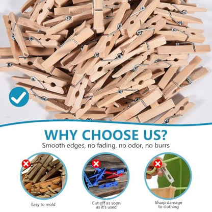 SenseYo 120 Pcs Mini ClothesPins for Photo 1.9 Inch Small Wooden Clips Clothes Pins Multi-Purpose for Pictures DIY Crafts Art Decorations