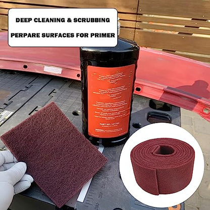 Maroon General Purpose Scuff Pads, Scuffing, Scouring Pad, Sanding, Paint Primer Prep Scratch - Surface Preparation Pad Car Auto Body Woodworking 7447-Premium, 5 Inches*15 Feet - color: Maroon, style: 5 Inches*15 Feet