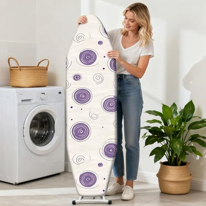 Ironing Board Cover 15"x54"，Standard Ironing Board Replacement Cover，Easy Fit - color: Light Purple and Beige, size: 15"x54"