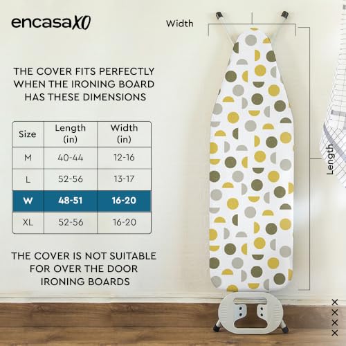 Encasa XO Ironing Board Cover and Pad 49"x18" Wide, Thick Felt - color: Big Leaves Green, size: Wide (49"x18")