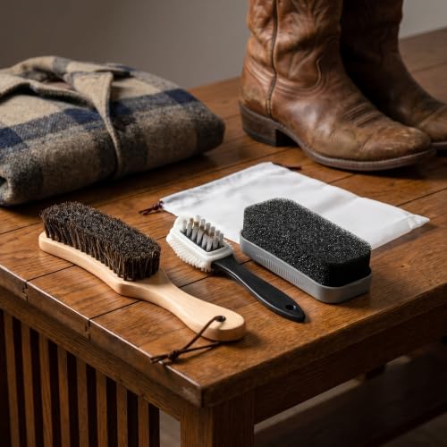 3Pcs Cowboy Hat Brush Set, Horse Hair Felt Hat Cleaning Brushes with Wood Handle, Lint Dust Brush for Cowboy Hats, Fedora Hats, Suede, Wool, Coats, Suits, Clothes, Shoes and Furniture, Black