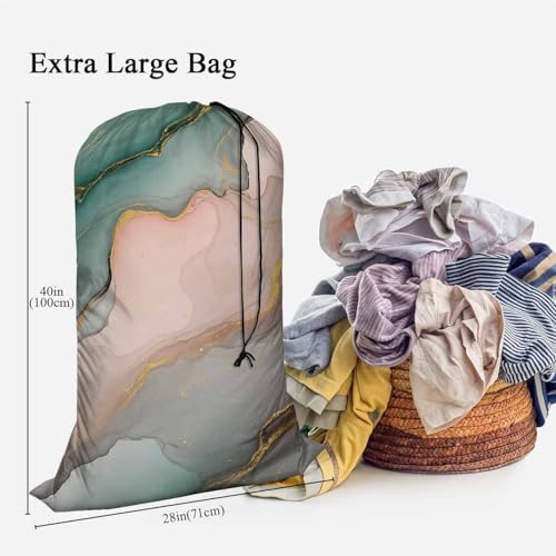 Swono Gold Abstract Marble Laundry Bag with Drawstring Straps, Heavy Duty Extra Large Laundry Bags for Laundromat and Household, Alcohol Ink Splash Liquid Washable Dirty Clothes Organizer, Easy Fits - color: Gold Abstract Marble