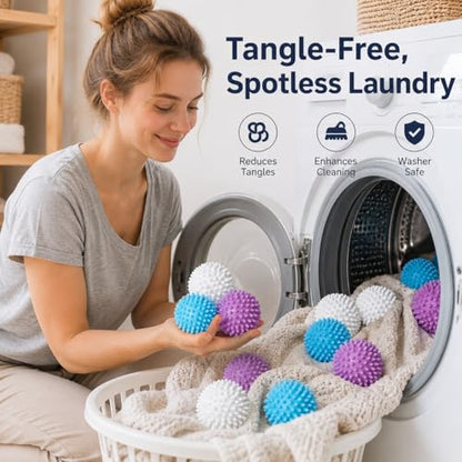 9 Pack Reusable Laundry Balls, 1.57 Inch Anti-Tangle Anti-Wrinkle Washing Machine Dryer Balls for Clothes Fabric Care