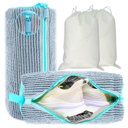 Shoe Washing Machine Bag, 2 Pack Shoe Laundry Bags for Washer and Dryer, Reusable Sneaker Wash Bag with Self-Locking Zipper, 360° Deep Cleaning, Protects Shoes and Washer(Gray) - color: Gray Shoe Washer Bag