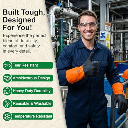 Gastody™ - Chemical Resistant Gloves, Reusable,Heavy Duty Safety Work Gloves,Resist Acid,Oil,Alkali - S-M-L-XL-XXL Size - size: X-Large, style: Chemical Gloves Set of 2 Pairs