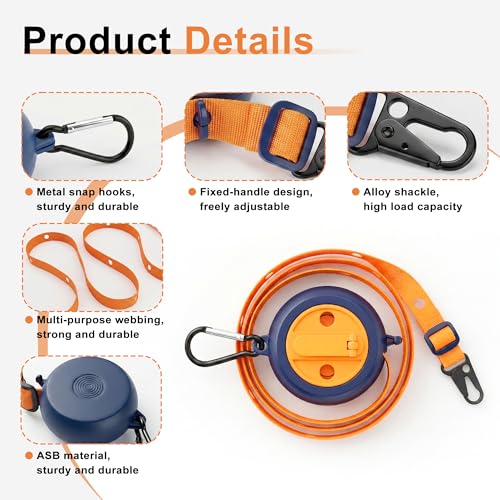 Portable Travel Clothesline, 13.4 ft Retractable Clothes Line with 6 Foldable Hangers & Storage Bag, Adjustable Laundry Drying Rope for Cruise Ship, Camping, Hotel, RV, Indoor & Outdoor
