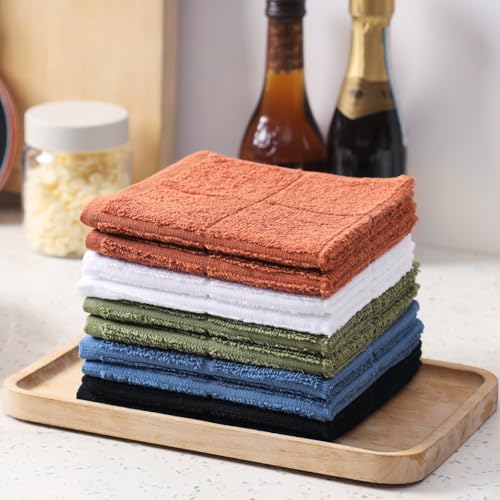Glynniss Kitchen Dish Cloths for Washing Dishes, Blue Terry Dish Rags - color: Middle Blue, size: 11x11 inches