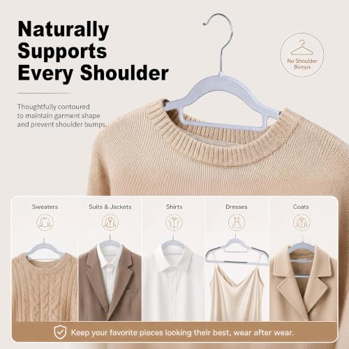 50 Pack Plastic Clothes Hangers, Non Slip, Gray