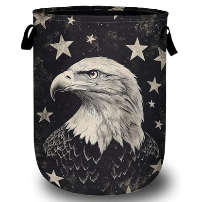 Black Eagle Laundry Basket, Foldable Waterproof Laundry Hamper Tote Bag Dirty Clothes Storage Bucket Organizer for Bathroom/Laundry/Bedroom 15.7"x19.6" - color: Black Eagle
