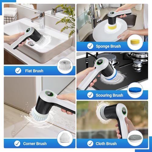 PUFTEM Electric Spin Scrubber, Cordless Shower Scrubber - color: White