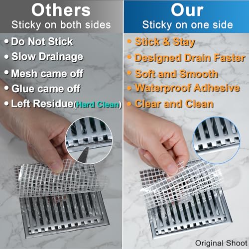 25 Pack, Disposable Shower Drain Hair Catcher Mesh Stickers,Disposable Hair Drain Catcher. (4.1inch Square)