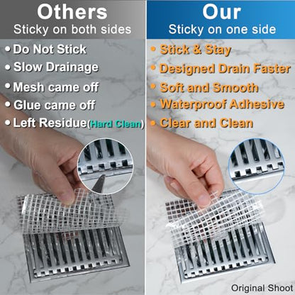 25 Pack, Disposable Shower Drain Hair Catcher Mesh Stickers,Disposable Hair Drain Catcher. (4.1inch Square)