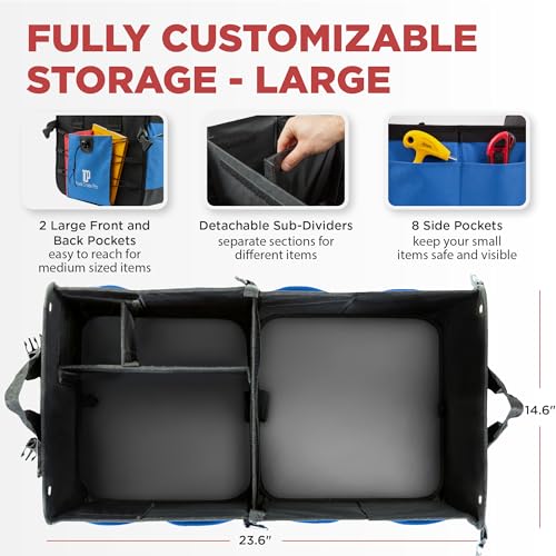 Blue Car Cargo Trunk Organizer for SUV & Auto Storage, Large - color: Blue, size: Large