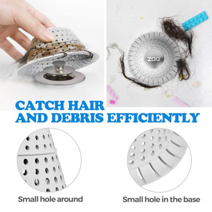 zaa Shower Drain Hair Catcher Bathtub Drain Strainer Sink Drain Protector - color: Light Gray, size: 1pack