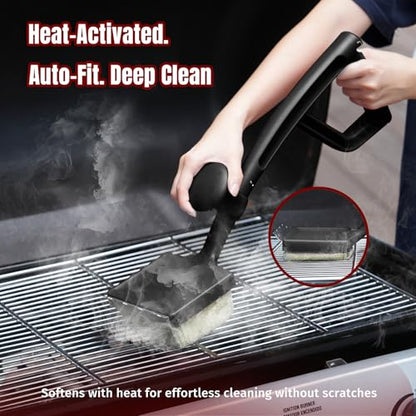 SHINESTAR Grill Brush for Outdoor Grill with 2 Replacement Heads, Black - color: Black Grill Brush & 2 Replacement Heads