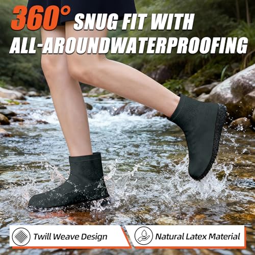 Waterproof Shoe Covers, Reusable Latex Rain Shoe Covers, Black, L
