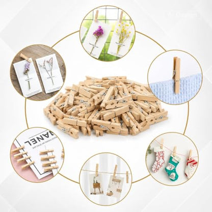 jijAcraft 1.4Inch Mini Clothes Pins - 100Pcs Wooden Clothespins with String - color: Natural, size: 1.4 inch, 100 pcs
