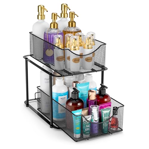 Sorbus Pull-Out Under Sink Organizer, Mesh Construction (Black, 1 Pack) - color: Black, size: 1 Pack