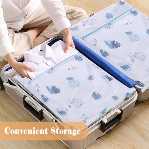 Durable Mesh Zipper Laundry Bags Machine Wash, 5-Piece Leaves Print - color: Leaves