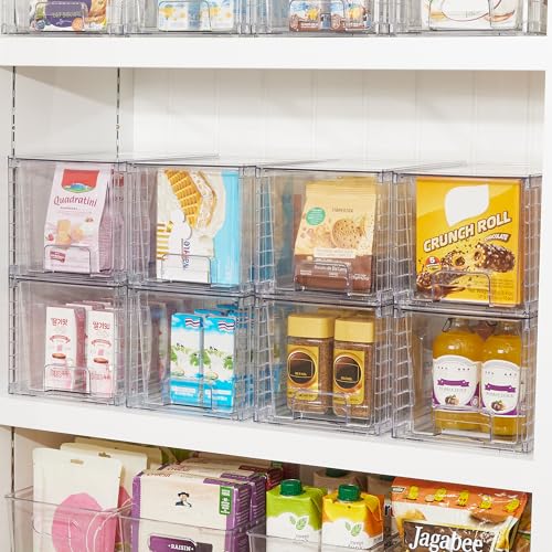 Vtopmart 4 Pack Stackable Clear Pantry Storage Drawers, Large - size: 4Pack 7"H