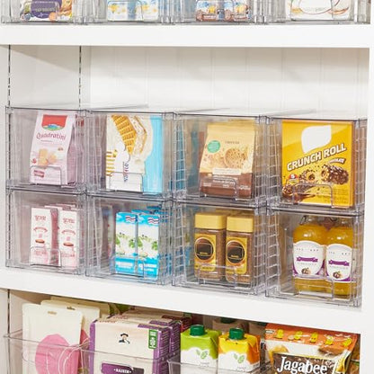 Vtopmart 4 Pack Stackable Clear Pantry Storage Drawers, Large - size: 4Pack 7"H
