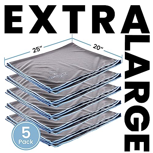 Trendy Bartender Toast to Perfection Microfiber Glass Polishing Lint-Free Cloth for Spotless Shine and a Residue-Free Finish - Pack of 5-25x20 inch - Grey - color: Gray, size: 25 x 20 Inch 5-Pack