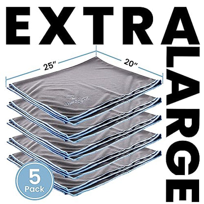 Trendy Bartender Toast to Perfection Microfiber Glass Polishing Lint-Free Cloth for Spotless Shine and a Residue-Free Finish - Pack of 5-25x20 inch - Grey - color: Gray, size: 25 x 20 Inch 5-Pack