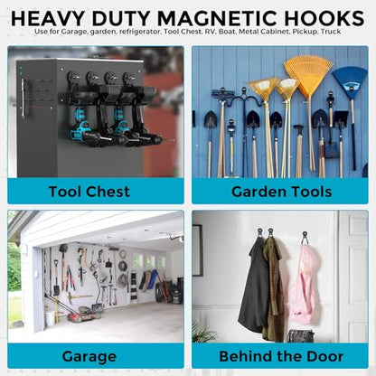 8Pcs Large Magnetic Hooks Heavy Duty, Strong Magnet Storage Hooks - color: 8 Pack-Black