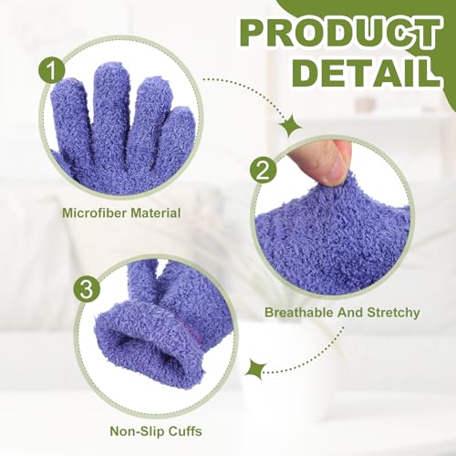 uxcell Microfiber Gloves, Reusable Washable Plant Dusting Gloves Cleaning Mittens for Auto Plants Household Kitchen - color: Purple